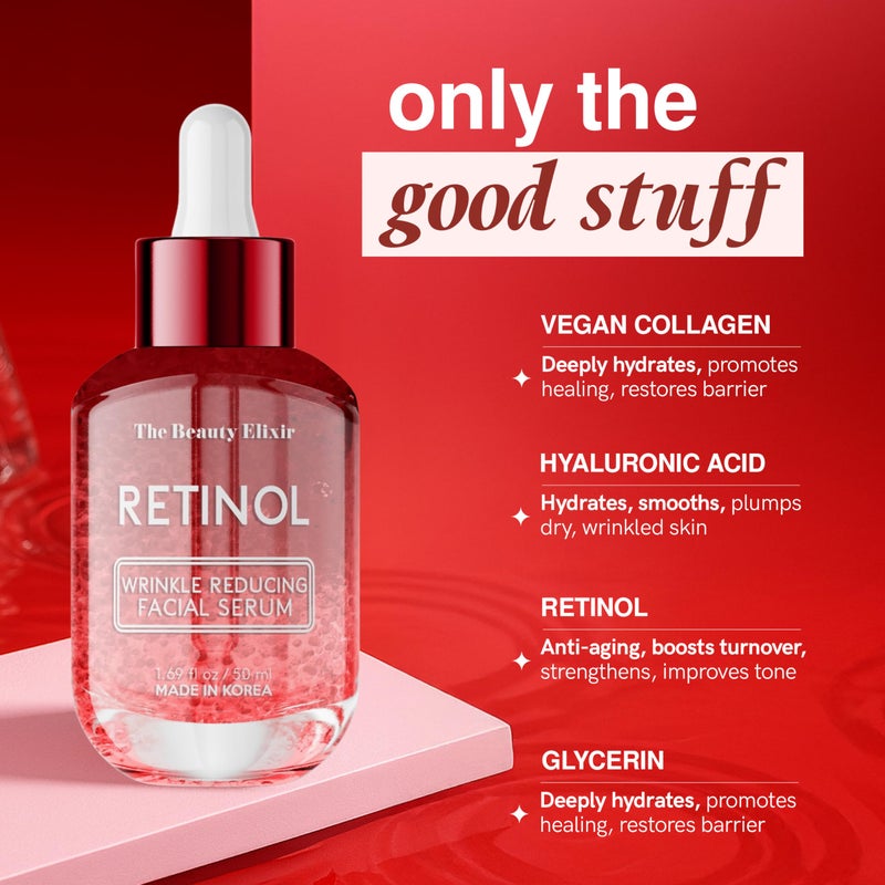 The Beauty Elixir Retinol Serum For Face - Dermatologist Tested, Anti-Aging, Fine Lines & Wrinkles & Post-Acne Marks Treatment - Clean Beauty, Cruelty-Free Korean Skin Care for All Skin Types - 1.69oz - Image 4