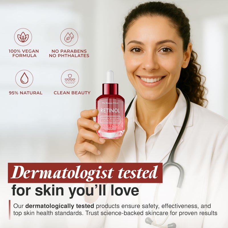 The Beauty Elixir Retinol Serum For Face - Dermatologist Tested, Anti-Aging, Fine Lines & Wrinkles & Post-Acne Marks Treatment - Clean Beauty, Cruelty-Free Korean Skin Care for All Skin Types - 1.69oz - Image 5