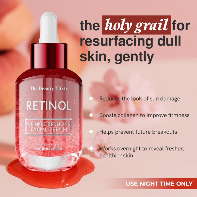 The Beauty Elixir Retinol Serum For Face - Dermatologist Tested, Anti-Aging, Fine Lines & Wrinkles & Post-Acne Marks Treatment - Clean Beauty, Cruelty-Free Korean Skin Care for All Skin Types - 1.69oz - Image 2