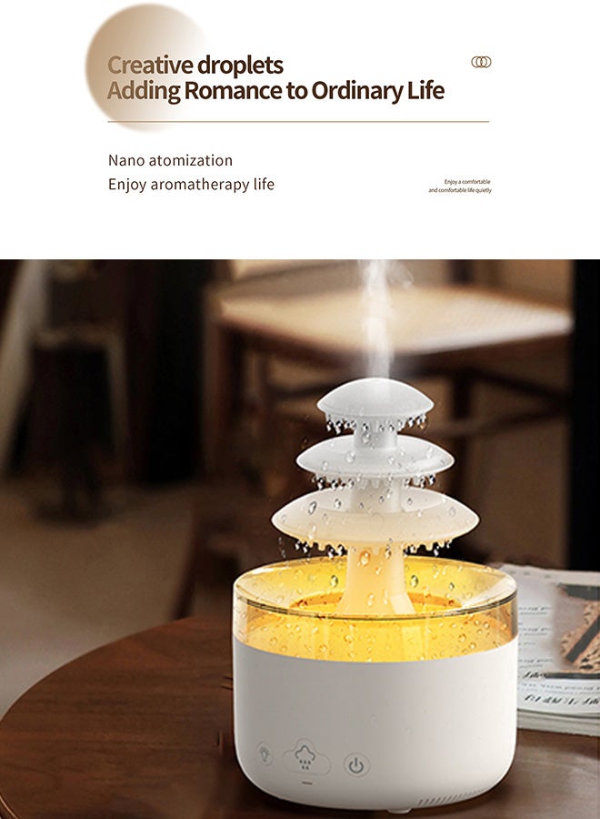 VINSOC Humidifier Raining Cloud RGB Night Light Aromatherapy Essential Oil Aromatherapy Diffuser 7 Color Lights Relaxing Water Drop Sound with Remote Control White - Image 4
