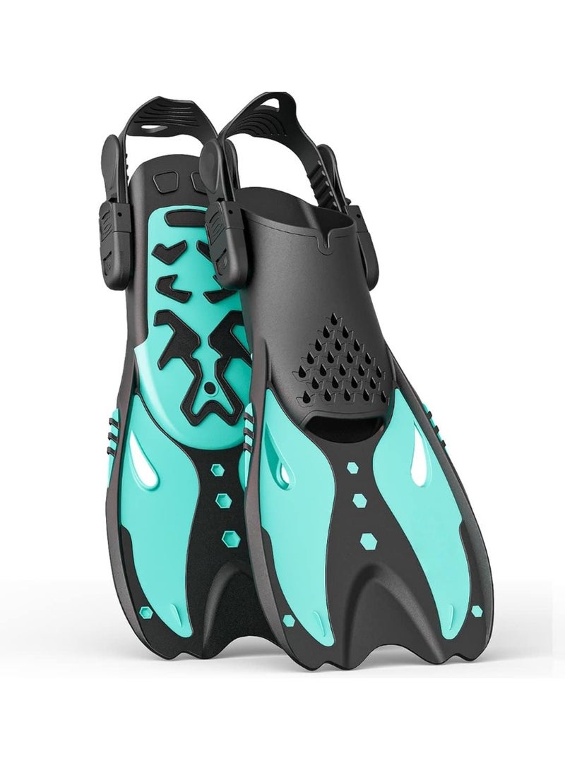 Soofam Snorkel Fins Adjustable Buckles Open Heel Swim Flippers Travel Size Short Swim Fins for Snorkeling Diving Swimming Adult Men Womens(ML/XL 42-47) - Image 1