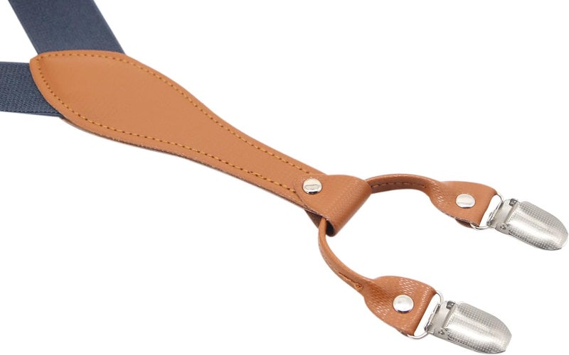 Timiot Mens Suspender Wide Leather 6 Metal Clips Adjustable Straps Y Shape - Image 4