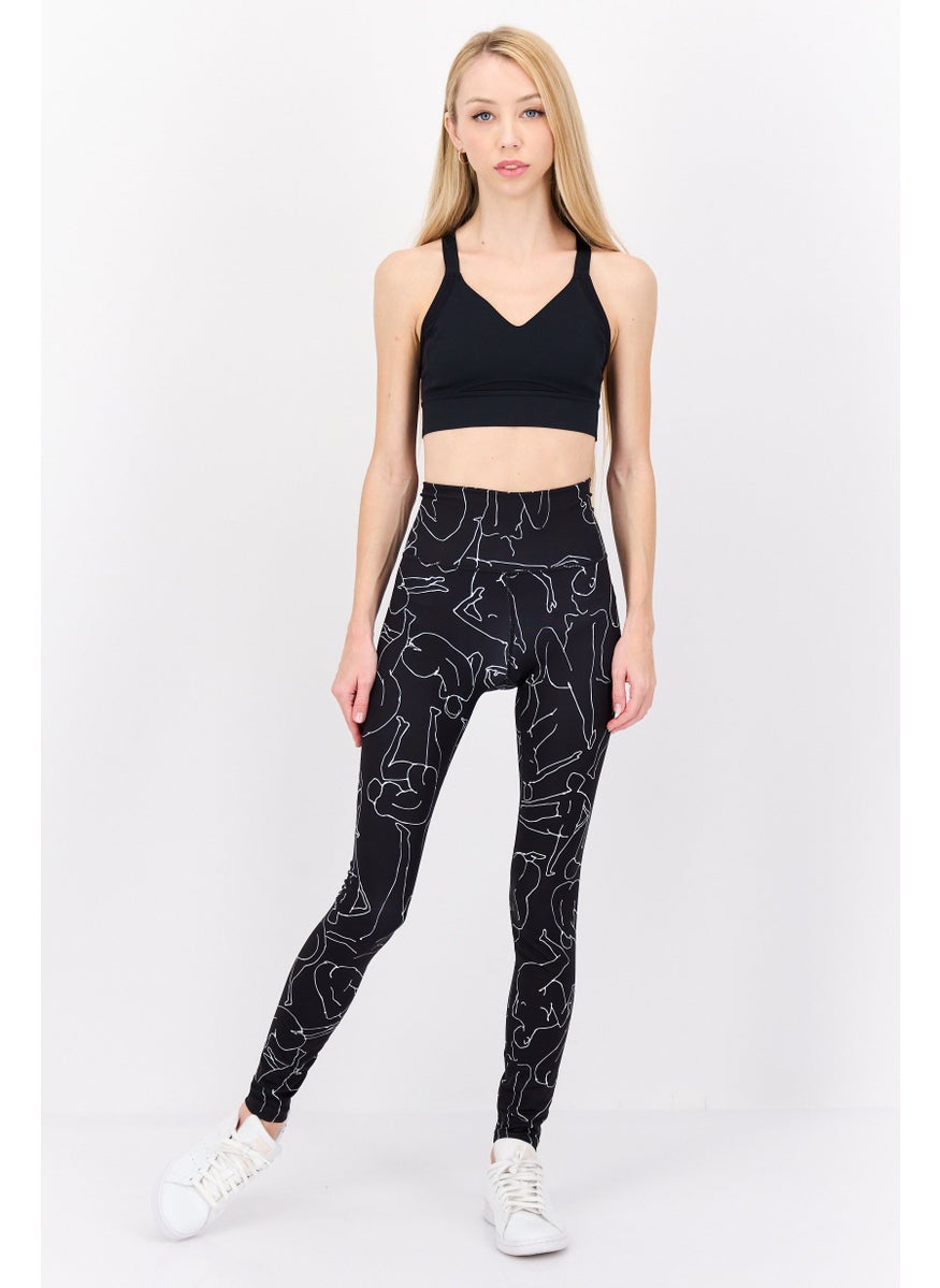 MONKI Women Allover Print Leggings, Black  - Image 4