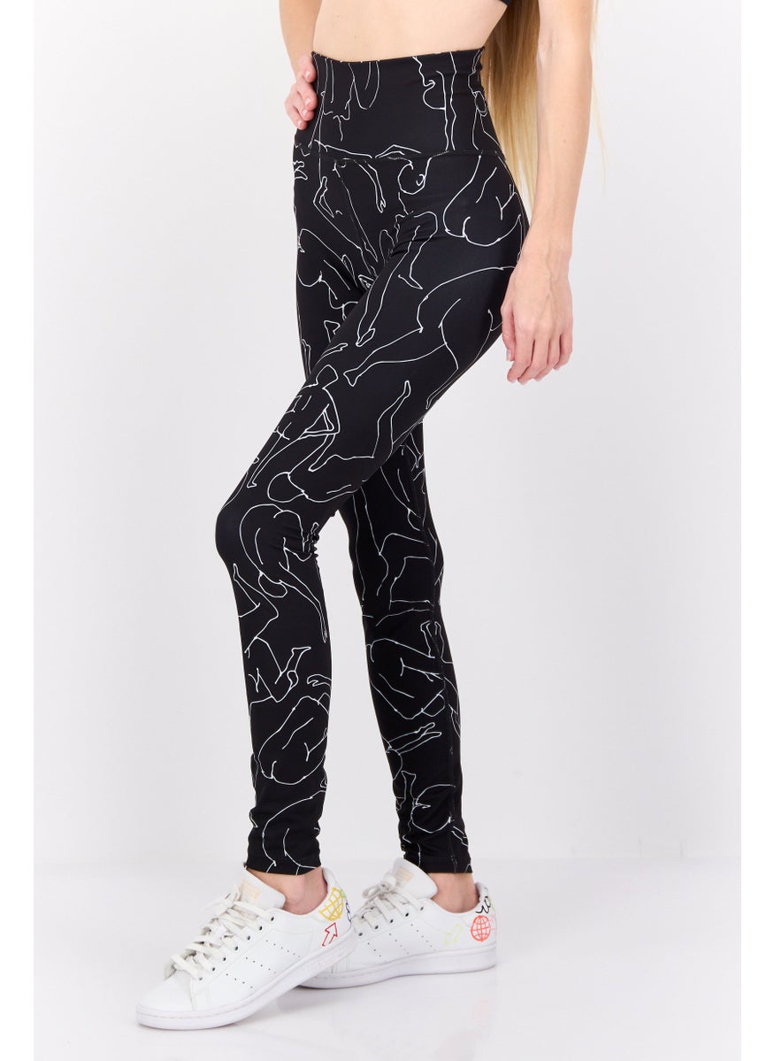 MONKI Women Allover Print Leggings, Black  - Image 3