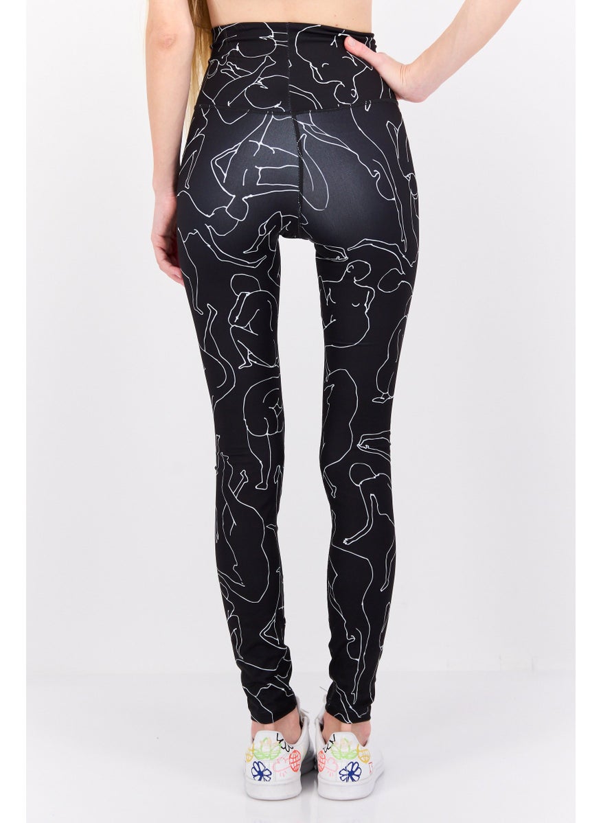 MONKI Women Allover Print Leggings, Black  - Image 2
