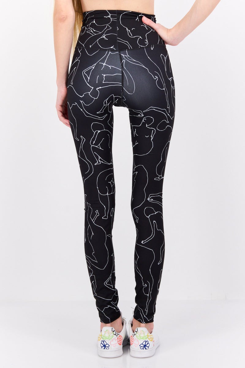 MONKI Women Allover Print Leggings, Black - Image 2