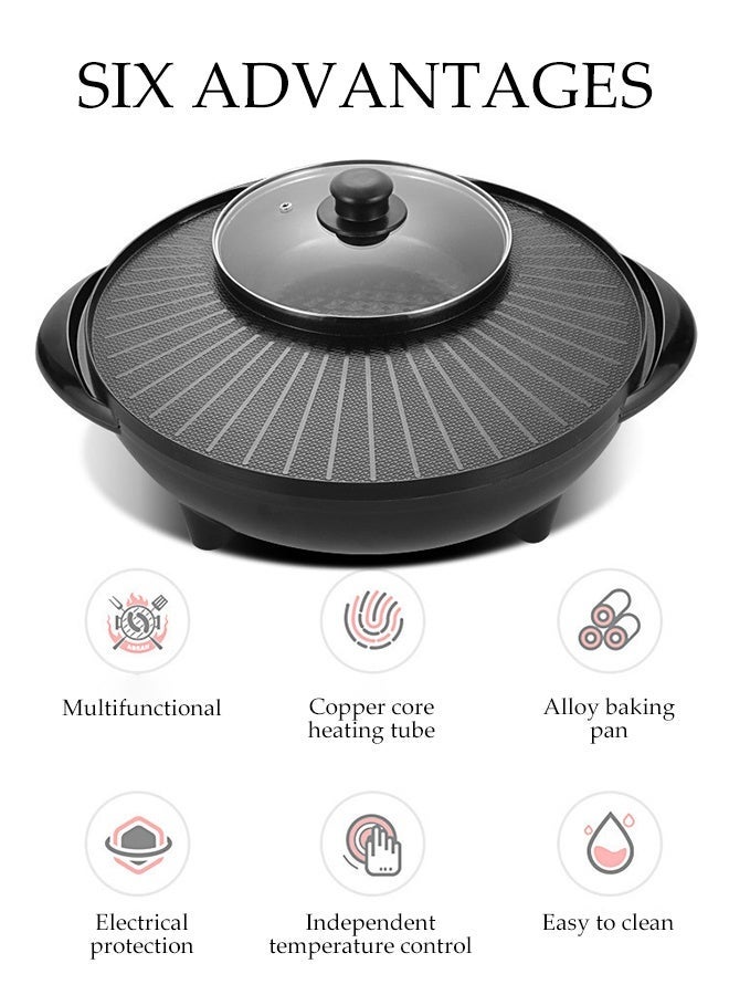 DUNISO 6L Electric Cooking Pot Non-Stick Mini Electric Pot with Steamer 2 Gear Rapid Portable Multifunctional Electric Hot Pot with Overheat Boil Dry Protection Multi-Cooker with Lid for Travel Dormitory for Steak Party Camping Roast Meat - Image 2