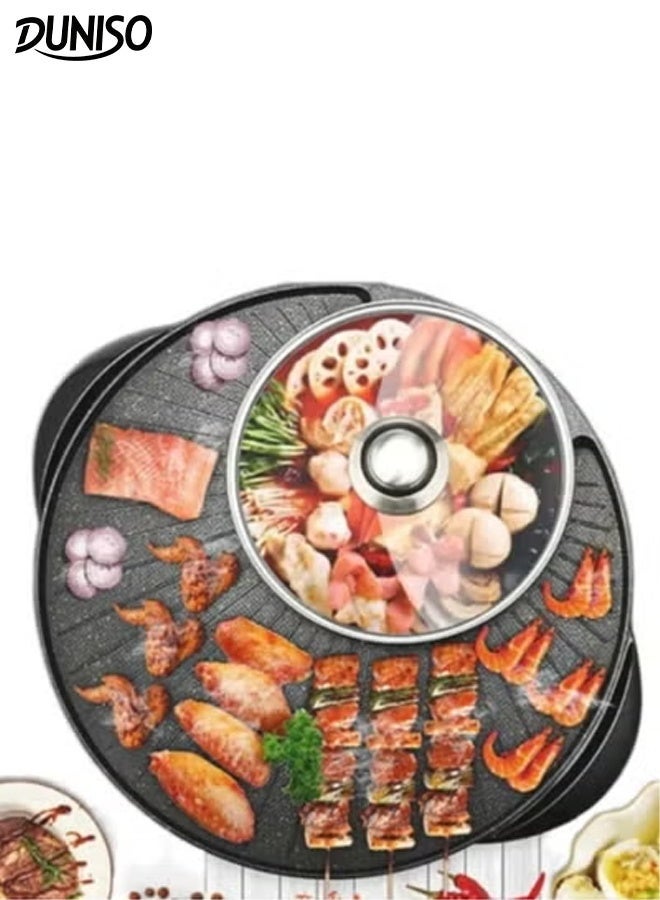 DUNISO 6L Electric Cooking Pot Non-Stick Mini Electric Pot with Steamer 2 Gear Rapid Portable Multifunctional Electric Hot Pot with Overheat Boil Dry Protection Multi-Cooker with Lid for Travel Dormitory for Steak Party Camping Roast Meat - Image 1
