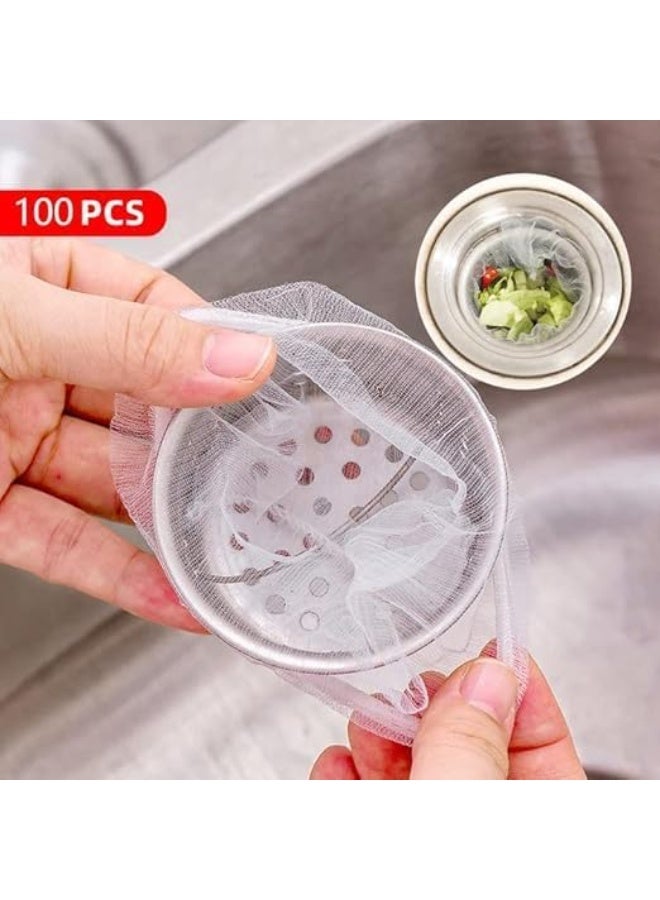 Happy Home Disposable Kitchen Sink Mesh Strainer - 100 Pack Sink Strainer Bags - Mesh Sink Strainer Bags for Collecting Kitchen Food Waste.  - Image 3