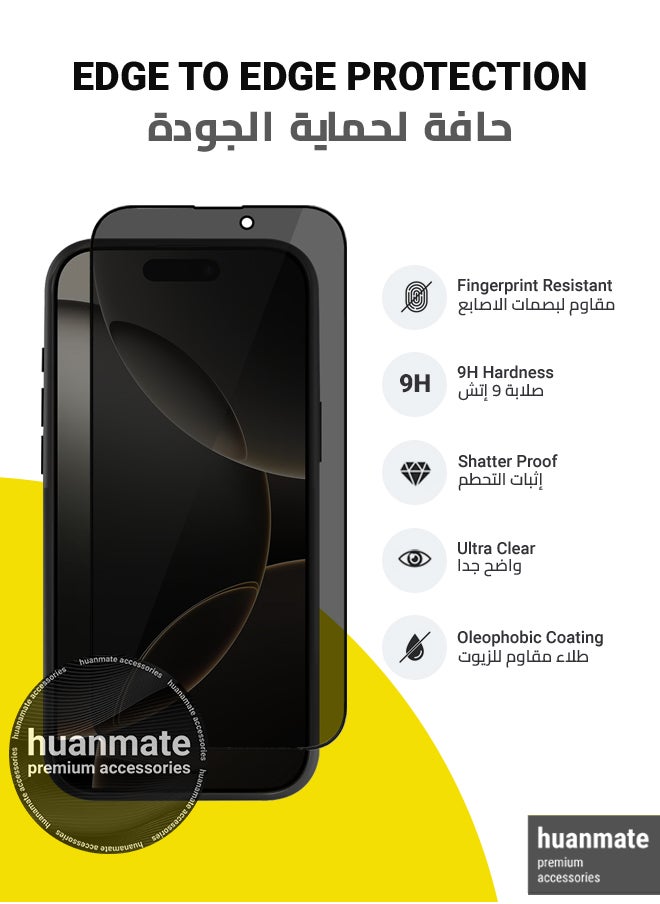huanmate - 2 in 1 Apple iPhone 16 Pro Max Magsafe Protection Pack - Ultra Clear Shockproof Case & Anti-Peeping Privacy Glass Screen Protector, All-Round Defense with High Transparency & Easy Installation - Image 1