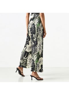 2Xtremz 2Xtremz Printed Pleated Palazzo Pants with Elasticated Paperbag Waist  - Image 3