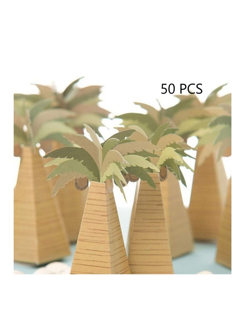 50 قطعة حلوى هدية مربع التعبئة والتغليف هدية مربع الشوكولاته هدية مربع تخزين الحلوى الطفل حمام هدية مربع الشوكولاته حلوى مربع مربع الشوكولاته النخيل شجرة جوز الهند هدية مربع - Image 1