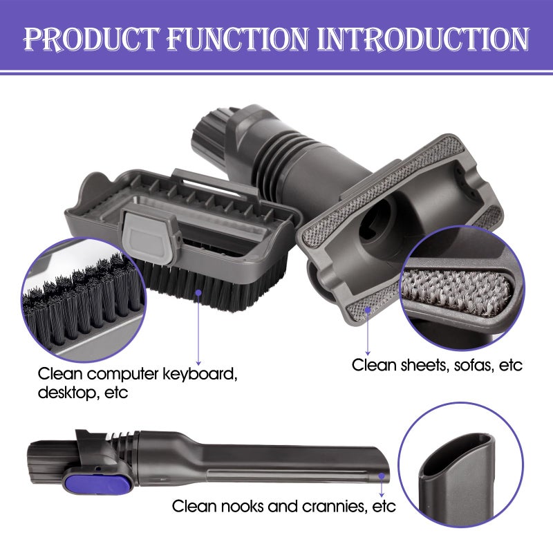 QINAN Vacuum Crevice Tool Brush Replacement Parts Compatible with Shark Pet Cordless Stick IX141 IZ162H IZ163H IZ362H IZ562H IZ140 IZ142 UZ145 Removable two-in-one Tool Brush Attachments for D-Shaped Vacuum - Image 4
