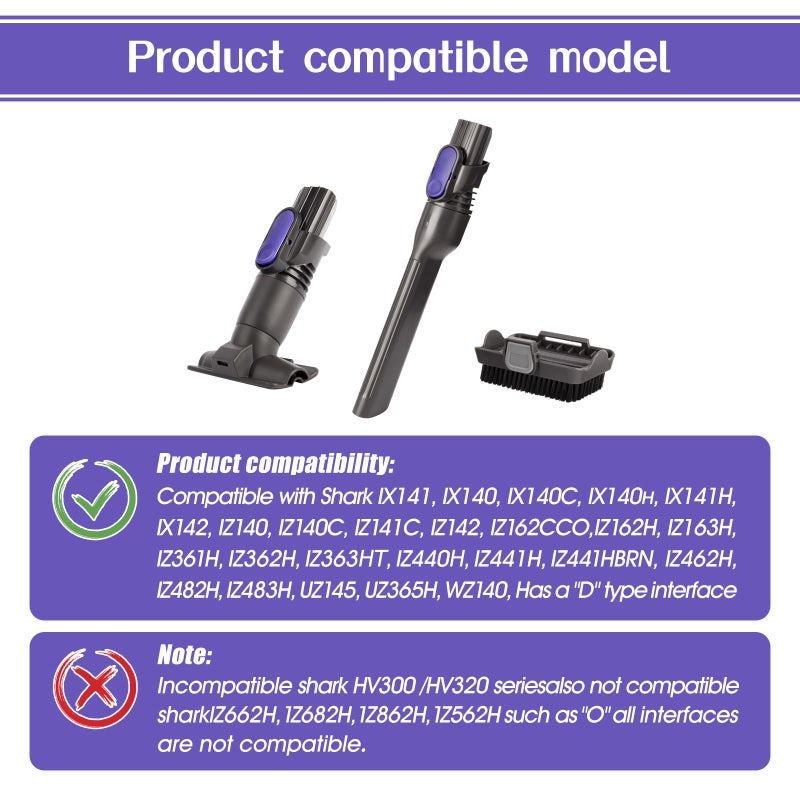 QINAN Vacuum Crevice Tool Brush Replacement Parts Compatible with Shark Pet Cordless Stick IX141 IZ162H IZ163H IZ362H IZ562H IZ140 IZ142 UZ145 Removable two-in-one Tool Brush Attachments for D-Shaped Vacuum - Image 3