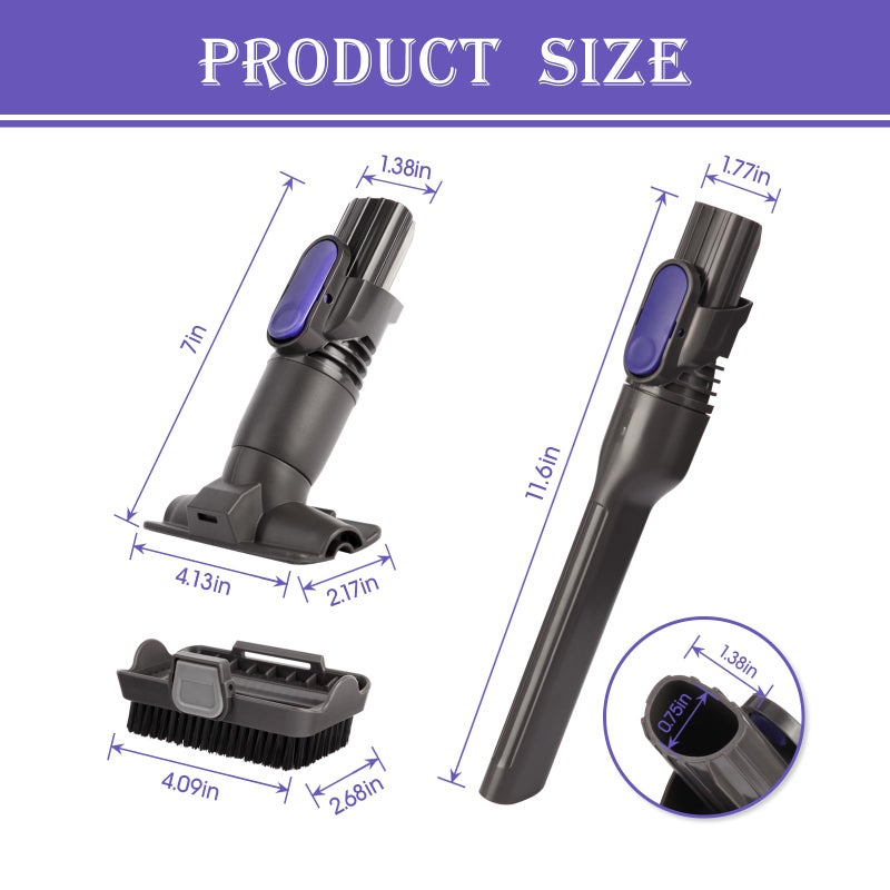 QINAN Vacuum Crevice Tool Brush Replacement Parts Compatible with Shark Pet Cordless Stick IX141 IZ162H IZ163H IZ362H IZ562H IZ140 IZ142 UZ145 Removable two-in-one Tool Brush Attachments for D-Shaped Vacuum - Image 2