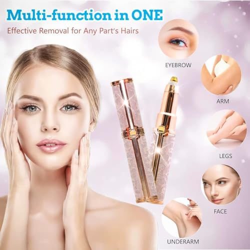 AMENDAS Eyebrow Trimmer for Women, 2 in 1 Rechargeable Facial Hair Remover For Women with Replaceable Heads, Professional Painless Personal Hair Removal Eyebrow Razor with Indicator Lights (NEW) - Image 2