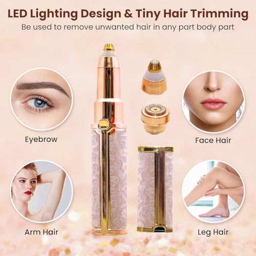 AMENDAS Eyebrow Trimmer for Women, 2 in 1 Rechargeable Facial Hair Remover For Women with Replaceable Heads, Professional Painless Personal Hair Removal Eyebrow Razor with Indicator Lights (NEW) - Image 5
