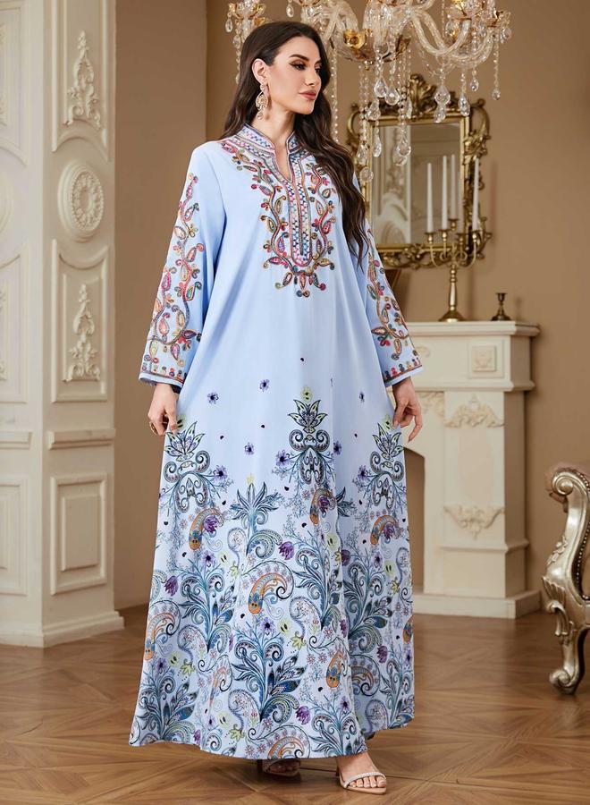 تايك تو جلابية مطبعة بالزهور ومزينة - Image 3