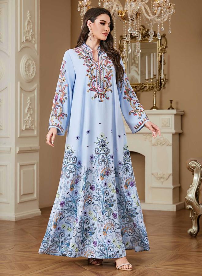 تايك تو جلابية مطبعة بالزهور ومزينة - Image 4