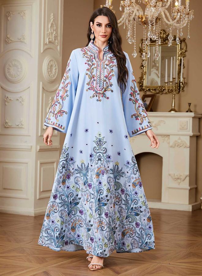 تايك تو جلابية مطبعة بالزهور ومزينة - Image 1