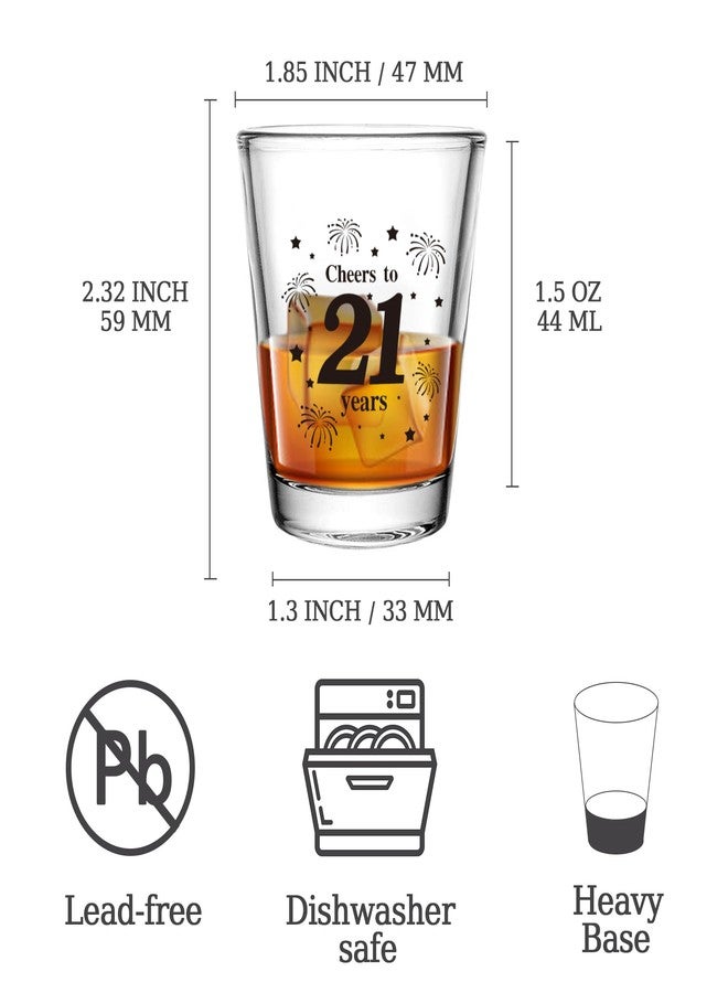 Time Roaming 3 PCS 21th Birthday Shot Glasses Set, 1.5 oz Cheers to 21 Years Clear Shot Glass Cups with Heavy Base, Birthday Decorations for Women, Men, Funny Birthday Gifts, Party Supplies or Favors for Her, Him - Image 2