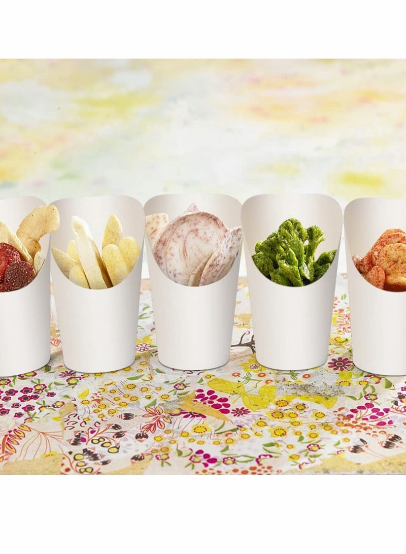 50pcs French Fries Holder, 14oz Paper Charcuterie Cups, Disposable Take-out Party French Fry Cups Waffle Paper Popcorn Boxes Sandwich Paper Cups Holder Wedding Food Trays Paper Cones for Food (White) - Image 5