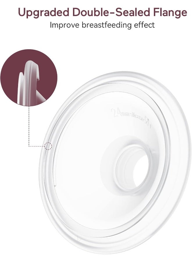 مام كوزي ملحقات بديلة أصلية من Momcozy S9 Pro/S12 Pro، متوافقة فقط مع مضخة  Momcozy S9 Pro/S12 Pro، غير مخصصة لـ S9/S12 (شفة مزدوجة الغلق 24 مم، عبوة واحدة) - Image 2