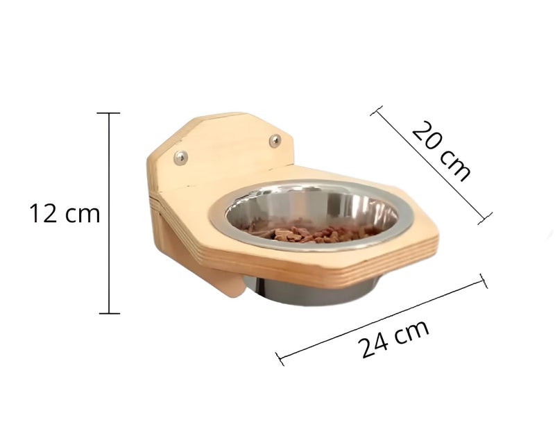 XCSOURCE Pet Feeding Station with Elevated Wooden Stand – Twin Bowls for Food & Water – Neck Friendly for Cats & Puppies, Easy Clean Design, Sleek & Functional Feeding Station (Wall Mounted) - Image 2
