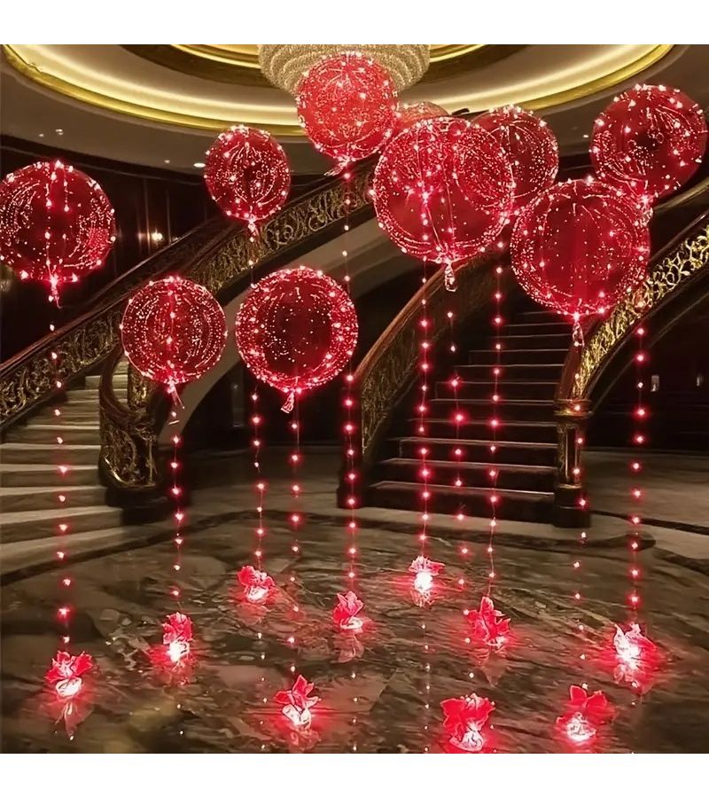 سلسلة أضواء LED وردية مكونة من 9 مصابيح مع 9 كرات ارتدادية مقاس 20 بوصة لتزيين الحفلات - Image 5