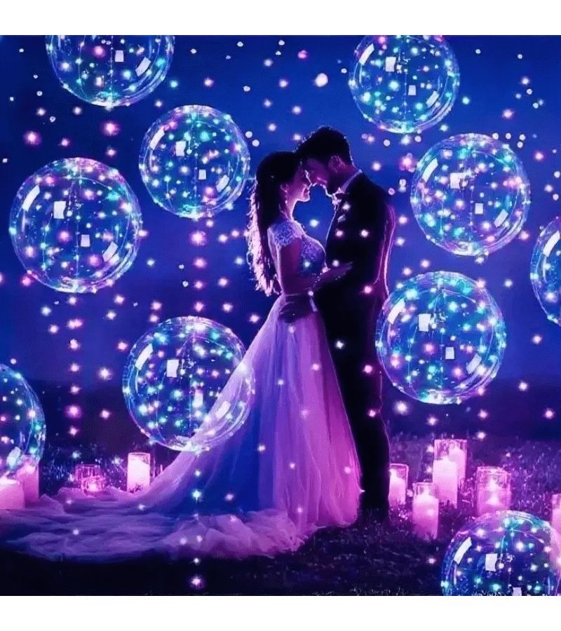 سلسلة أضواء LED وردية مكونة من 9 مصابيح مع 9 كرات ارتدادية مقاس 20 بوصة لتزيين الحفلات - Image 2