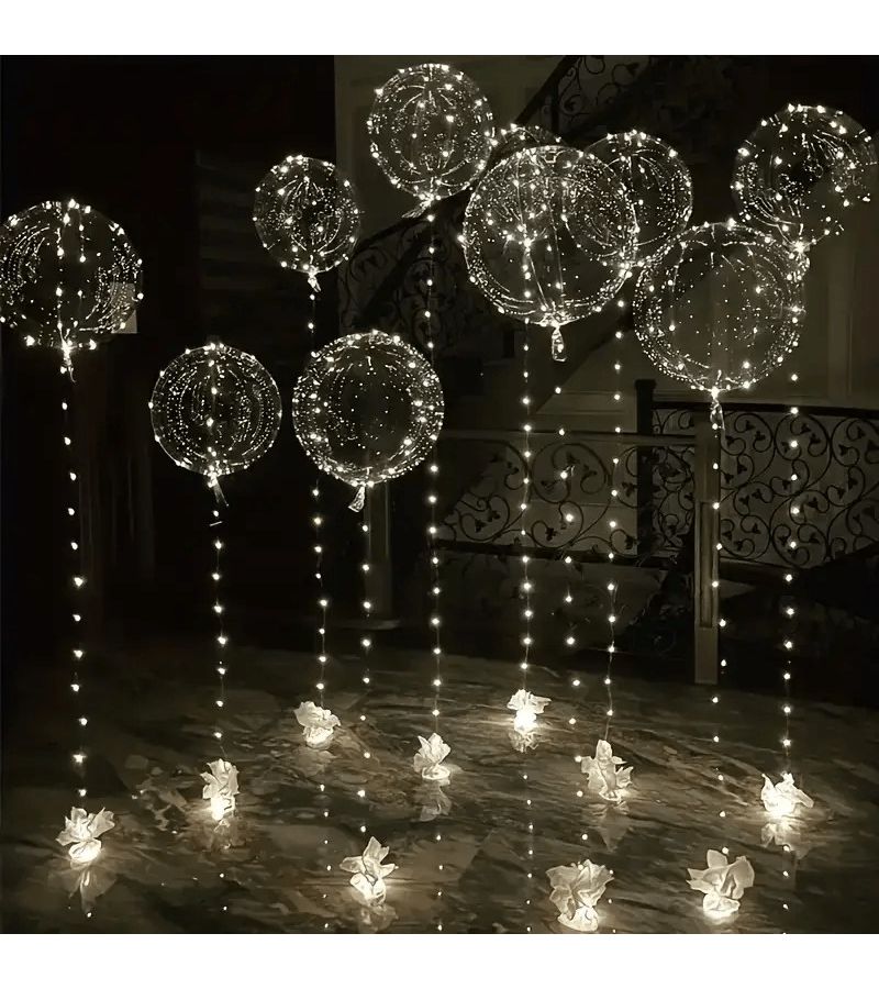 سلسلة أضواء LED وردية مكونة من 9 مصابيح مع 9 كرات ارتدادية مقاس 20 بوصة لتزيين الحفلات - Image 1