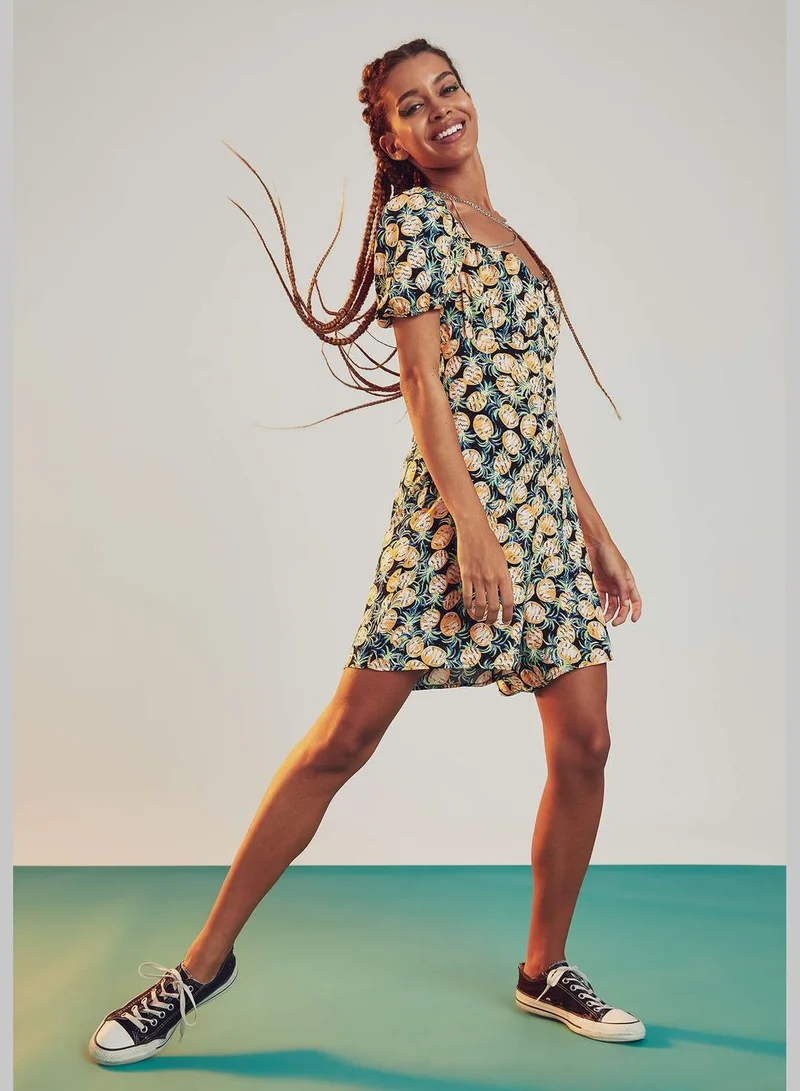DeFacto Relaxed Fit Patterned Square Neck Romper