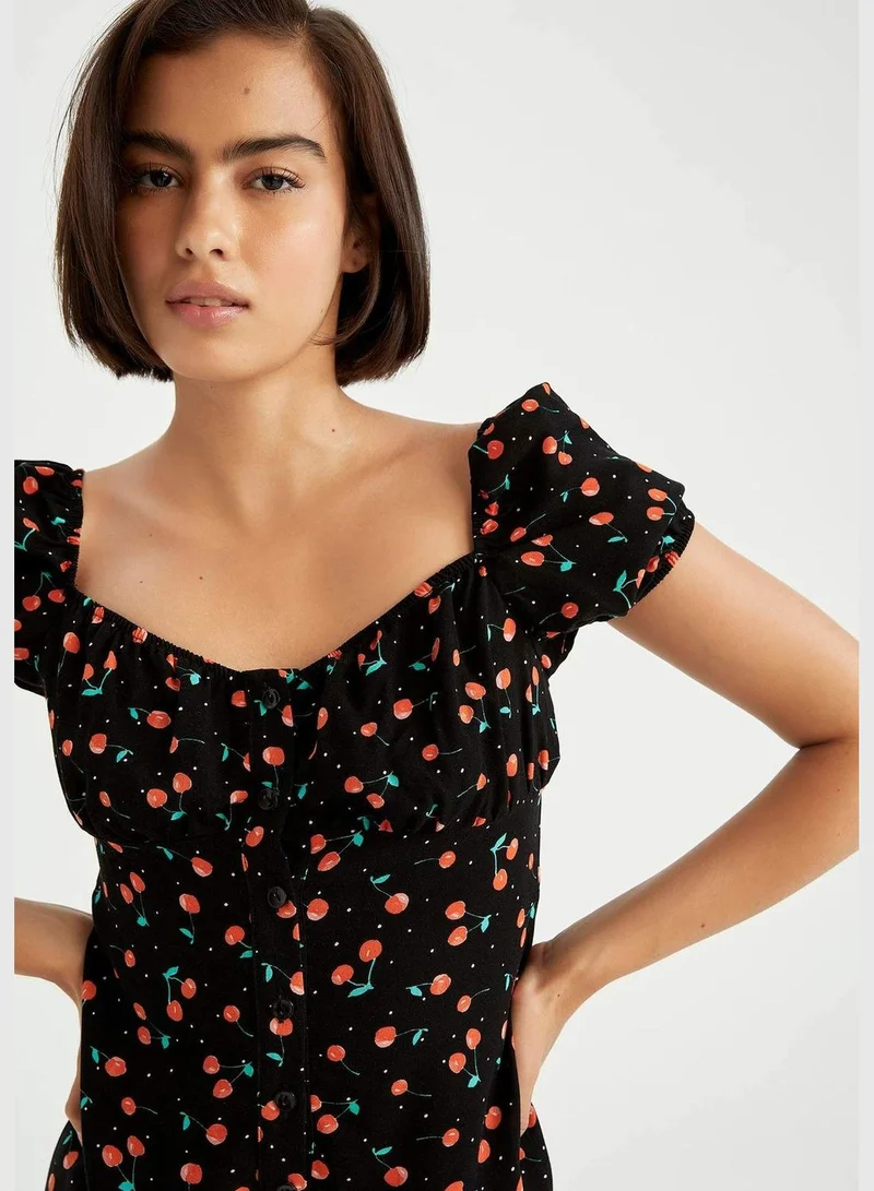 DeFacto Relaxed Fit Patterned Square Neck Romper