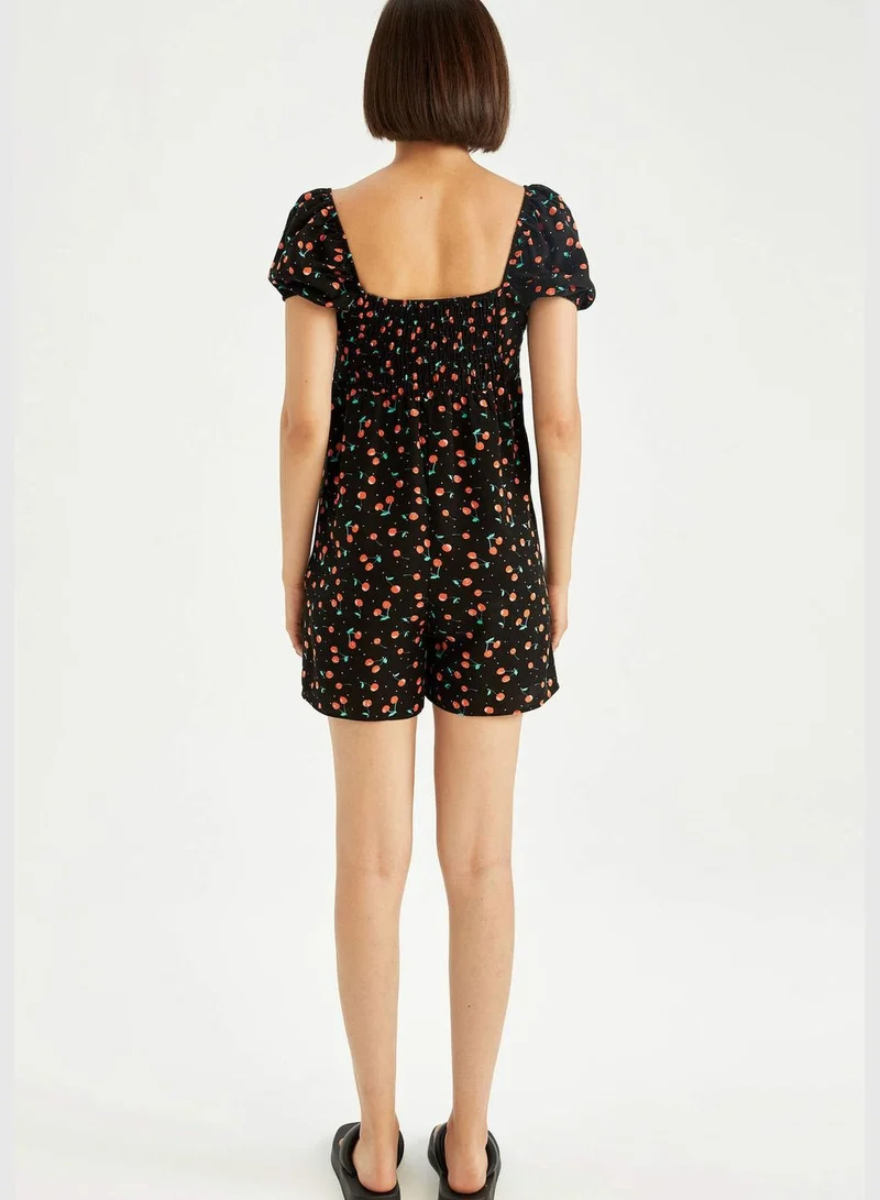 DeFacto Relaxed Fit Patterned Square Neck Romper