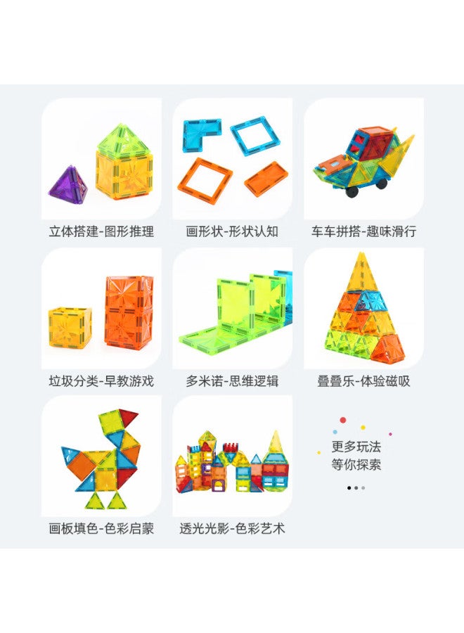 Auldey Children's Colorful Window Magnetic Tiles, 100 Pieces Building Blocks, Children's Toy For Boys And Girls Aged 3-6, Birthday Gift