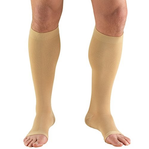 Truform Truform 2030 Mmhg Compression Stocking for Men Women Knee High Length Open Toe Beige XLarge