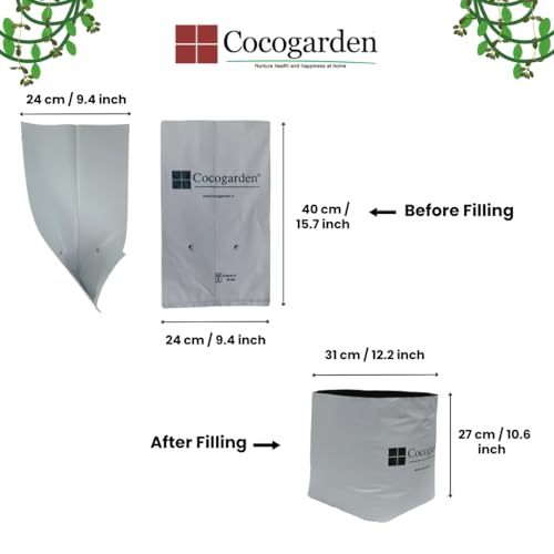 cocogarden UV Treated Poly Grow Bags for Terrace Gardening (24 x 24 x 40) cms (White, Pack of 5) | Home Gardening Plant Container Bag for Leafy Vegetable and Flower Plants - Image 2