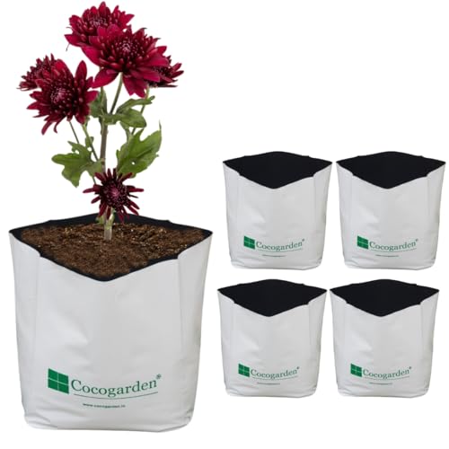 cocogarden UV Treated Poly Grow Bags for Terrace Gardening (24 x 24 x 40) cms (White, Pack of 5) | Home Gardening Plant Container Bag for Leafy Vegetable and Flower Plants - Image 1