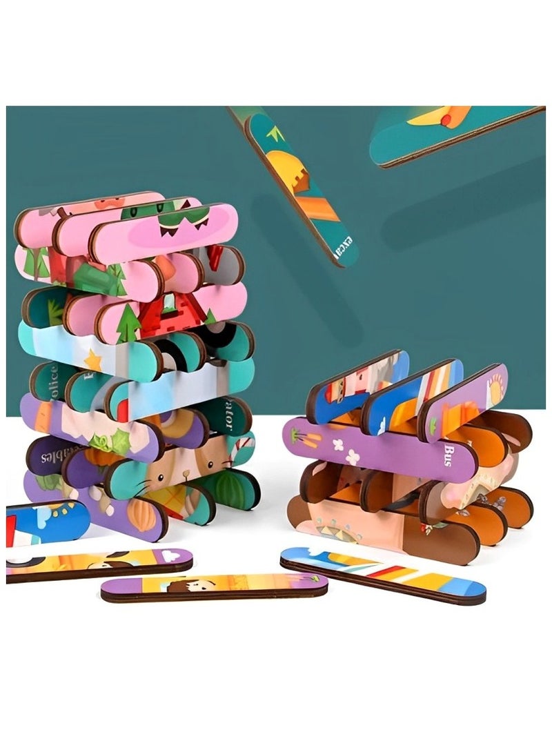 Wooden 3D Jigsaw Puzzles Double Style for Toddlers, Teacher Parents Early Learning Support Tools, Montessori Motor and Sensory Skills Develop Toys, Ideal Kids Gift (Zebra & Giraffe Style) - Image 4