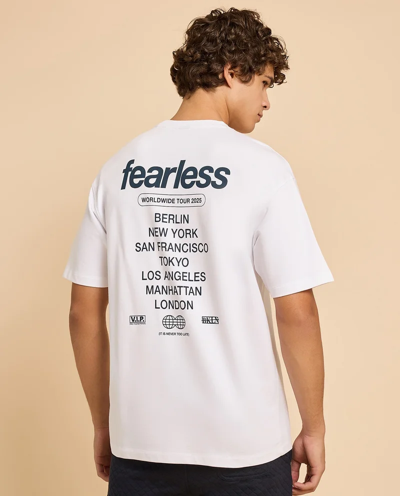 أر أند بي Printed T-Shirt with Crew Neck and Short Sleeves