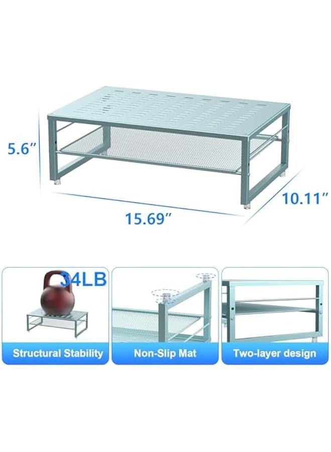 Arabest 2-Tier Metal Monitor Stand Riser, Desk Organizer for Monitor, Office Desk Storage Organizer for Office Supplies (Blue)  - Image 4
