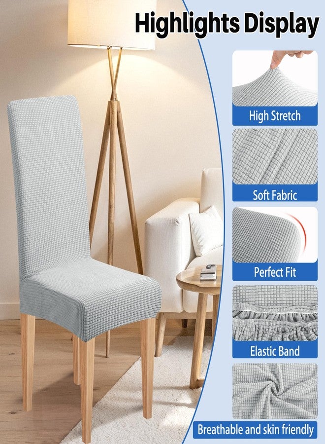 Dioxide Stretch Chair Covers for Dining Chairs, Washable Dining Chair Covers Set of 6, Soft Kitchen Chairs Seat Covers, Jacquard Parson Chair Slipcover Protectors for Home Hotel Restaurant Banquet - Image 5