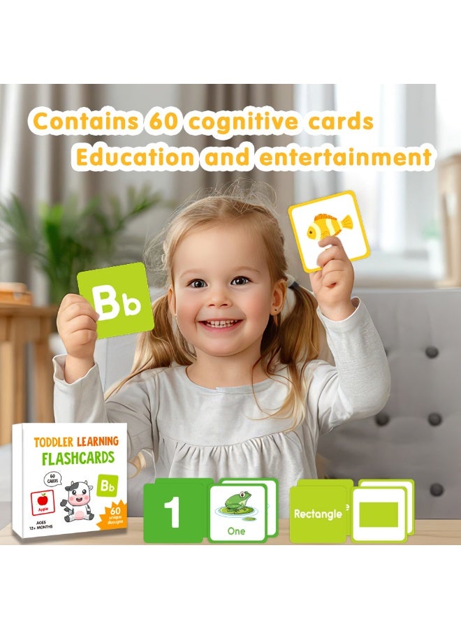 Capstro Toddler Learning Flash Cards – Model A 60 Double-Sided Cards | Educational Montessori Toy for Early Learning | English Alphabet, Animals, Shapes & Objects | Cognitive Flashcards for Kids Ages 1–4 - Image 5