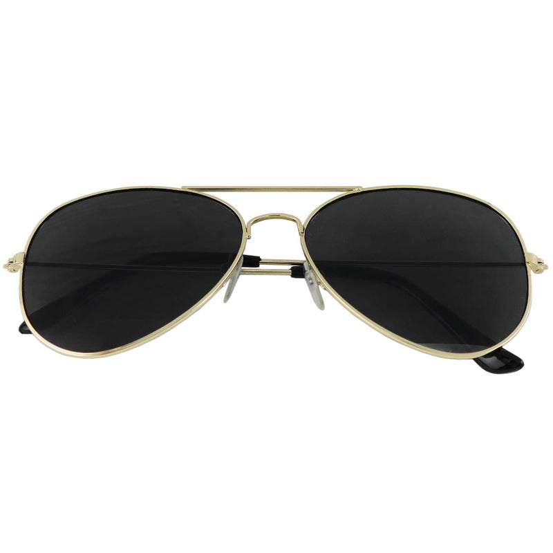Skeleteen Black Gold Aviator Sunglasses - Military Style Dark Sun Glasses with Gold Metal Frame and UV 400 Protection - Image 3
