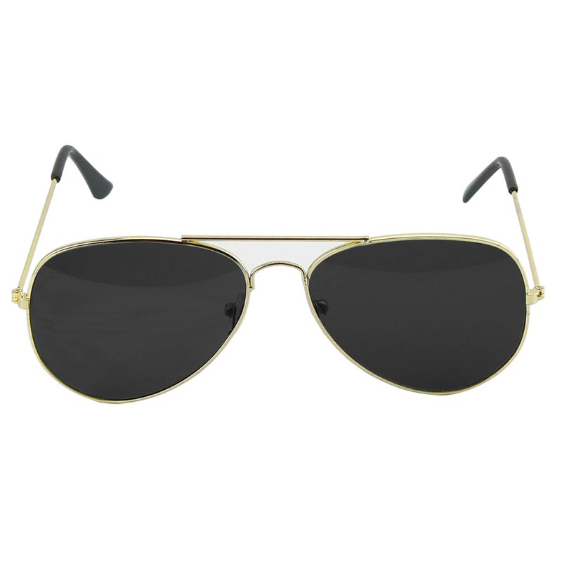 Skeleteen Black Gold Aviator Sunglasses - Military Style Dark Sun Glasses with Gold Metal Frame and UV 400 Protection - Image 2