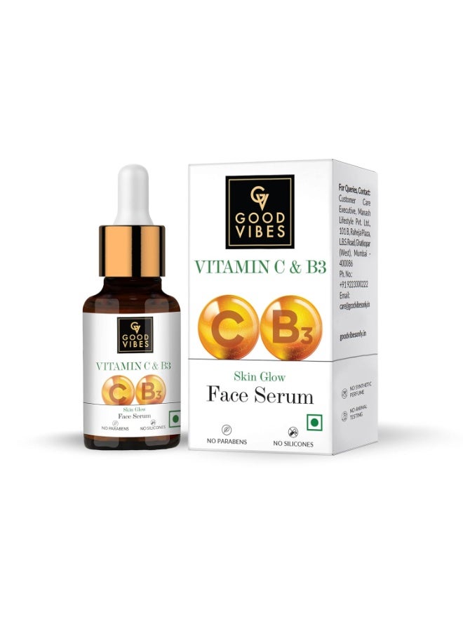 Good Vibes Vitamin C & Vitamin B3 Skin Glow Serum, 10 ml With Anti Aging Properties Helps Reduce Fine Lines and Wrinkles, Naturally Glowing Face Serum For All Skin Types, No Parabens & Sulphates - Image 1