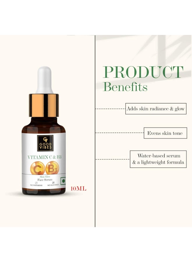Good Vibes Vitamin C & Vitamin B3 Skin Glow Serum, 10 ml With Anti Aging Properties Helps Reduce Fine Lines and Wrinkles, Naturally Glowing Face Serum For All Skin Types, No Parabens & Sulphates - Image 2