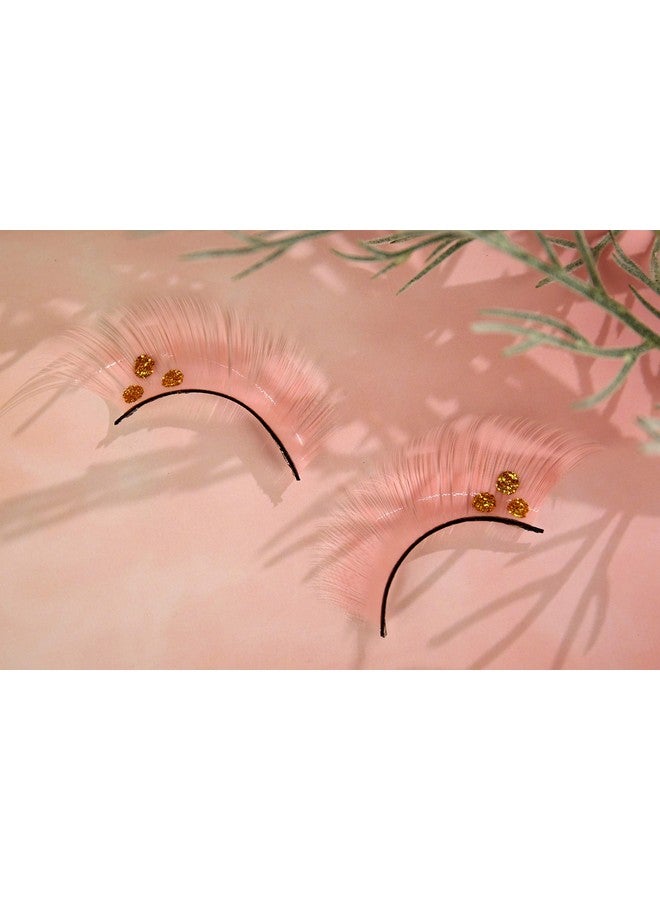 ezolistic Fake Colored Eyelashes (4 Pairs) Natural 3D Looking Reusable Eye Lashes Extension For Halloween Cruelty Free ( 4 Red Blue Purple With Three Green Dot Style And Pink With 3 Gold Dot) - Image 4