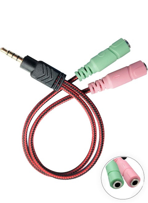 Audio Cable 3.5mm Stereo Audio 1 Male To 2 Female Mic Earphone Y Splitter Cable Earphone Headphone 20cm