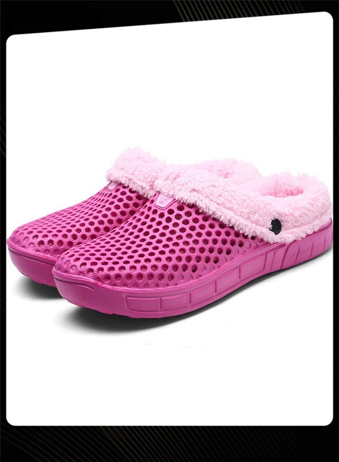 OUTAD Women Autumn and Winter Warm Anti-skid Slide Wear-resistant Bedroom Slipper Pink - Image 1